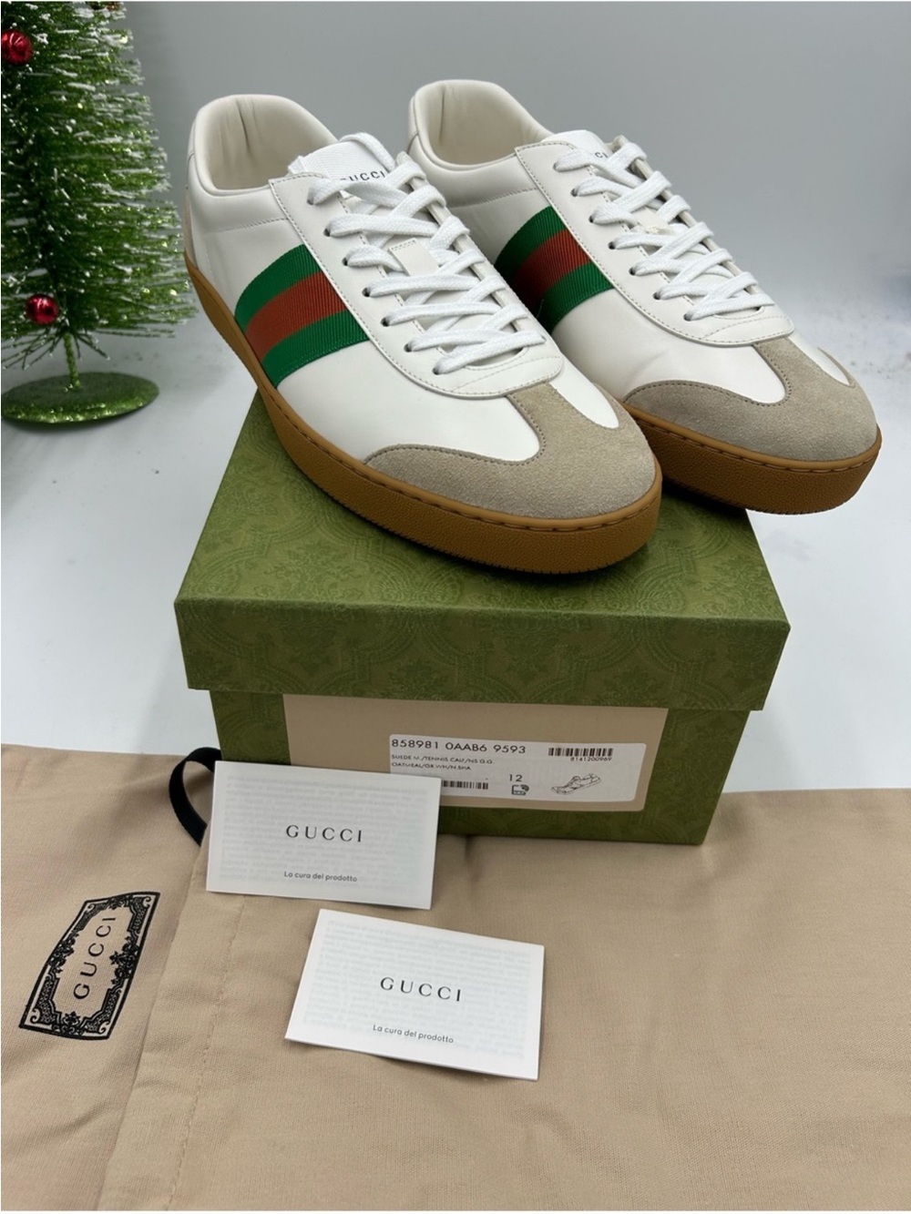 Men’s Gucci G 74 leather/suede low top sneakers size 45/12 US made in Italy